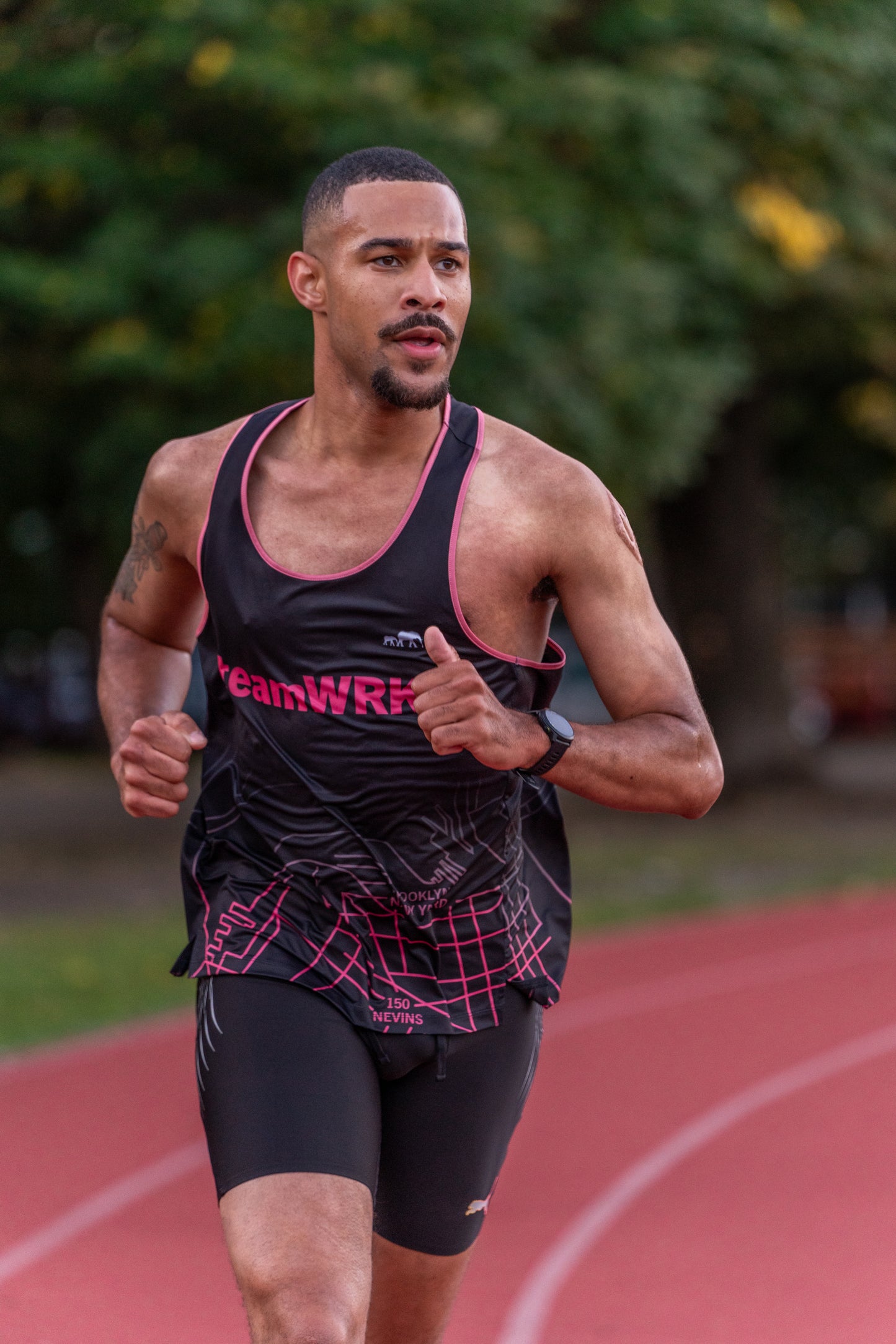 Mens | teamWRK x BKc Performance Singlet | Black/Salmon